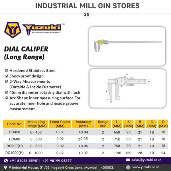 Yuzuki® Dial Caliper (Long Range) - Image 3
