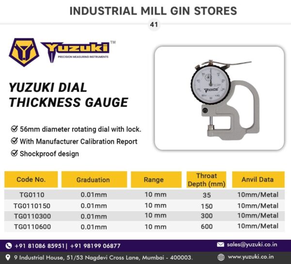 Yuzuki® Dial Thickness Gauge - Image 2
