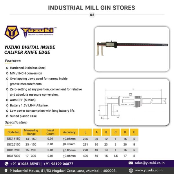 Yuzuki® Digital Inside Groove Caliper (Knife Edge) - Image 3