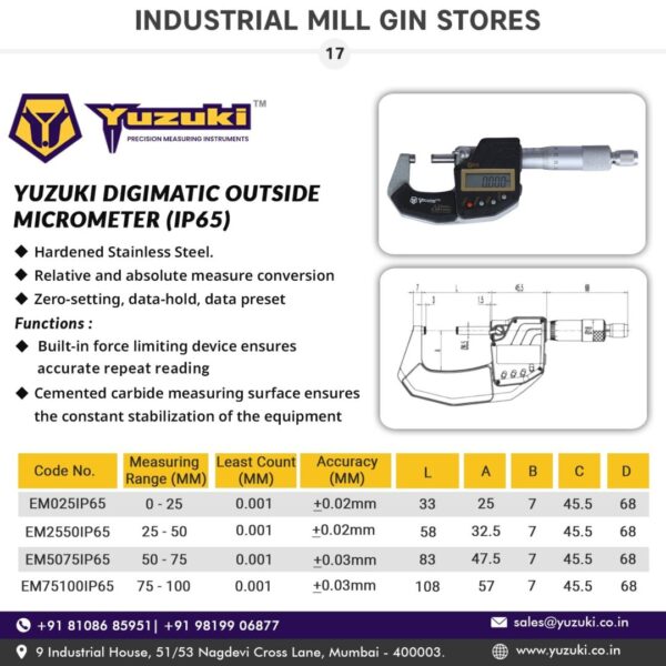 Yuzuki® Digital Micrometer (IP65) - Image 5