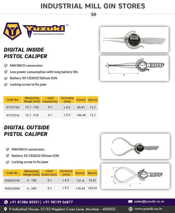 Yuzuki® Digital Inside Pistol Caliper - Image 2