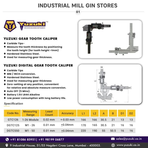 Yuzuki® Gear Tooth Caliper (Analog / Digital) - Image 4