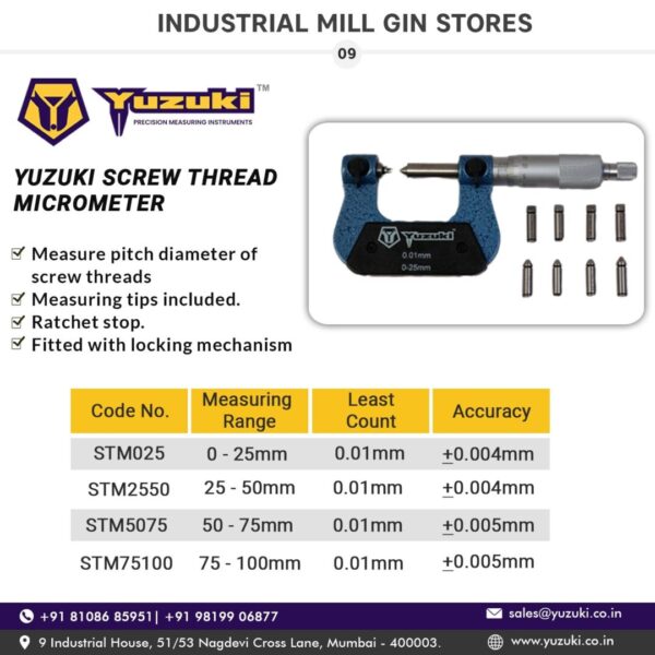 Yuzuki® Screw Thread Micrometer - Image 2