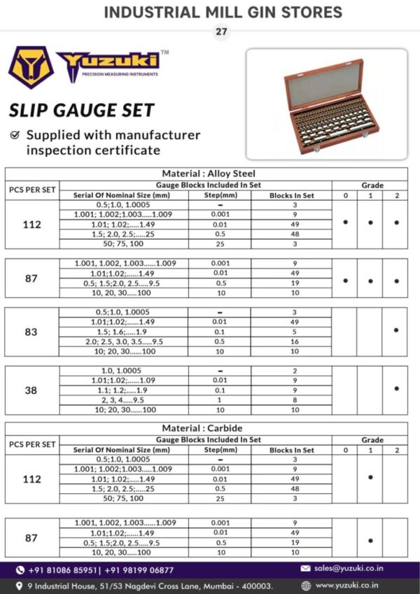 Yuzuki® Slip Gauge Set - Image 2
