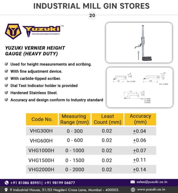 Yuzuki® Vernier Height Gauge (Heavy Duty) - Image 2