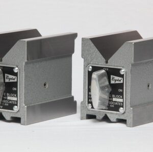 Crystal Magnetic V Block for holding cylindrical workpieces with precision on steel and iron surfaces.
